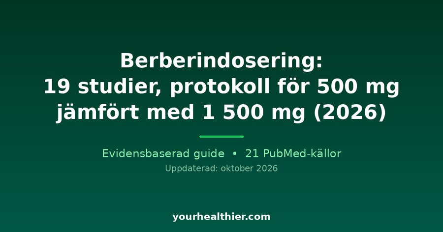 Berberindosering: 19 studier, protokoll för 500 mg jämfört med 1 500 mg (2026)